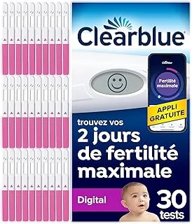 Clearblue Tests Ovulation Digital, 1 Appareil Digital Et 30 Tests, Aide à Concevoir, Signale vos 2 Jours les plus Fertiles, Maximise vos Chances de Concevoir Naturellement, L'Emballage peut varier