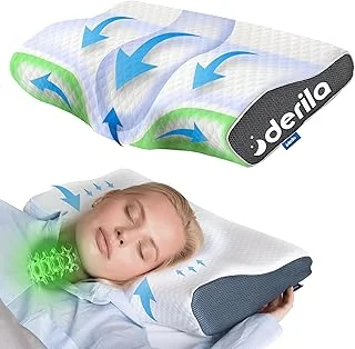 Derila Oreiller Mémoire de Forme Standard Size (Pack de 1) – Oreiller Papillon Rafraîchissant pour Dormeurs Latéraux, Dorsaux et sur Le Ventre